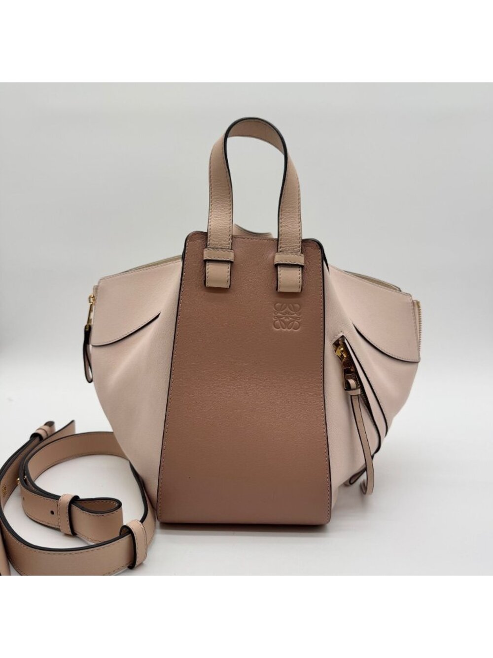 Loewe Handbag Hammock Small Pink Bicolor Leather 2-Way Shoulder Strap